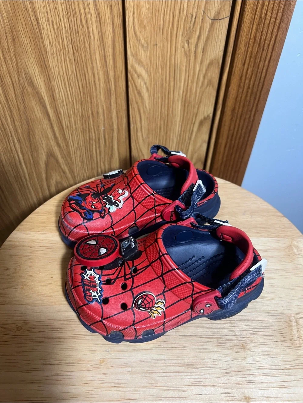 CROCS Red and Black Spider-Man Kids Clogs with Character Charms